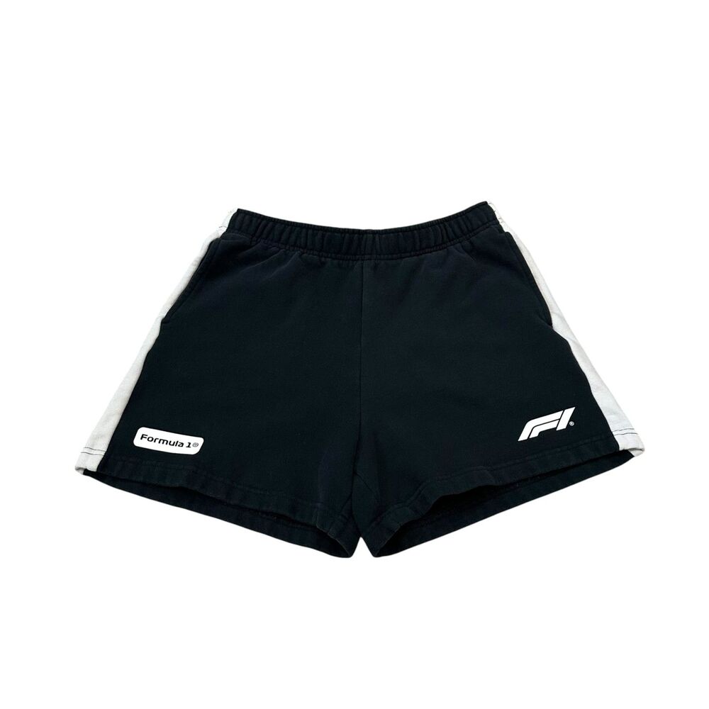 PacSun x Formula 1 F1 Black White Side Stripe Sweat Shorts Size M